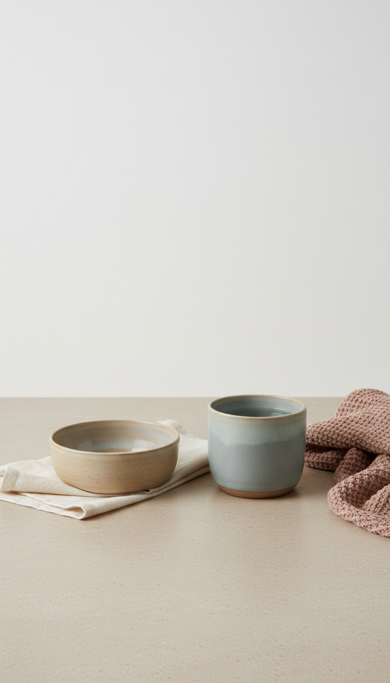 Stoneware Food and Water Bowls Set